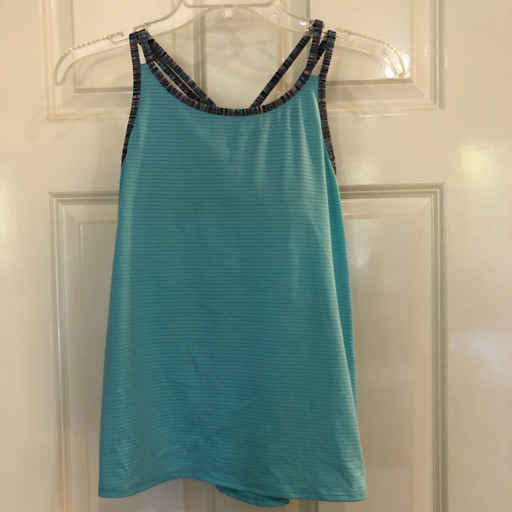 Athleta Girls Blue Summer Tank Top W/ Built in Bra Athleisure Size 12